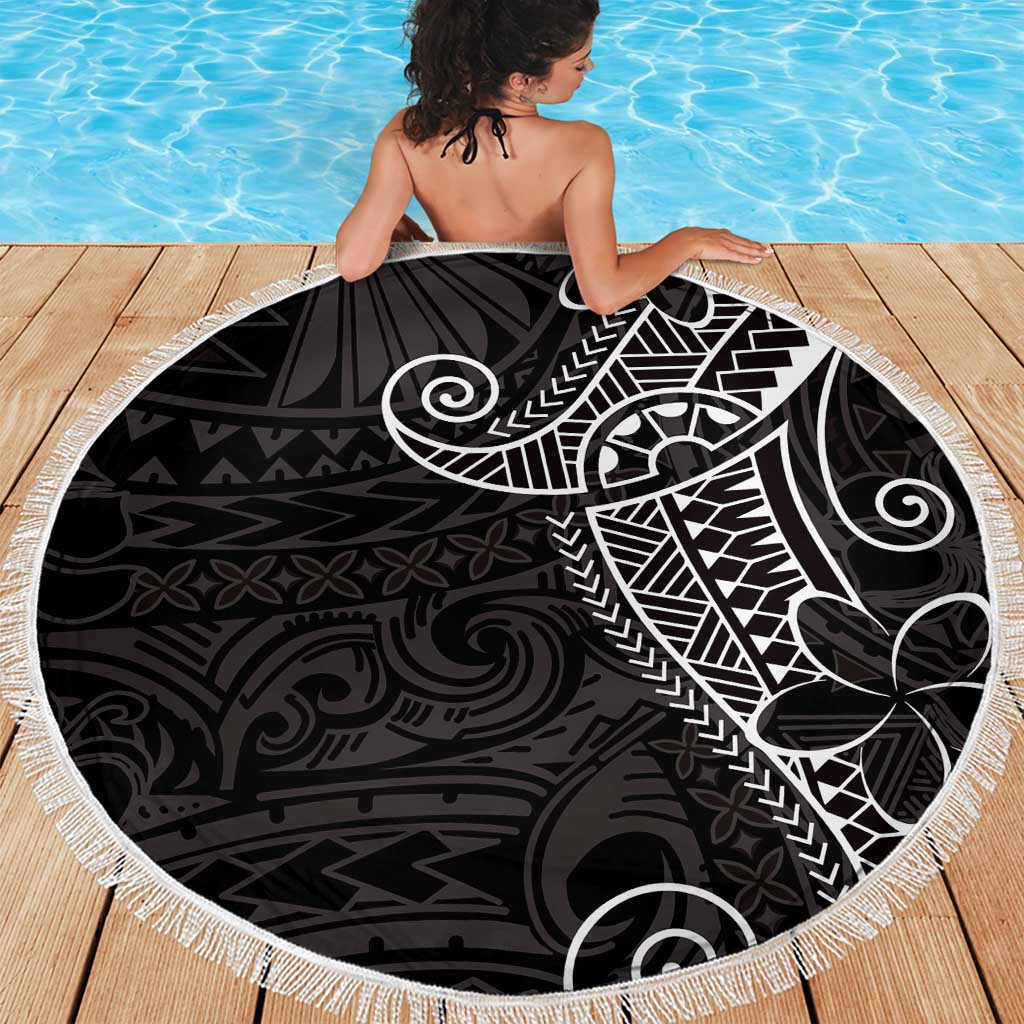 Black White Polynesian Tribal Beach Blanket - Polynesian Pride