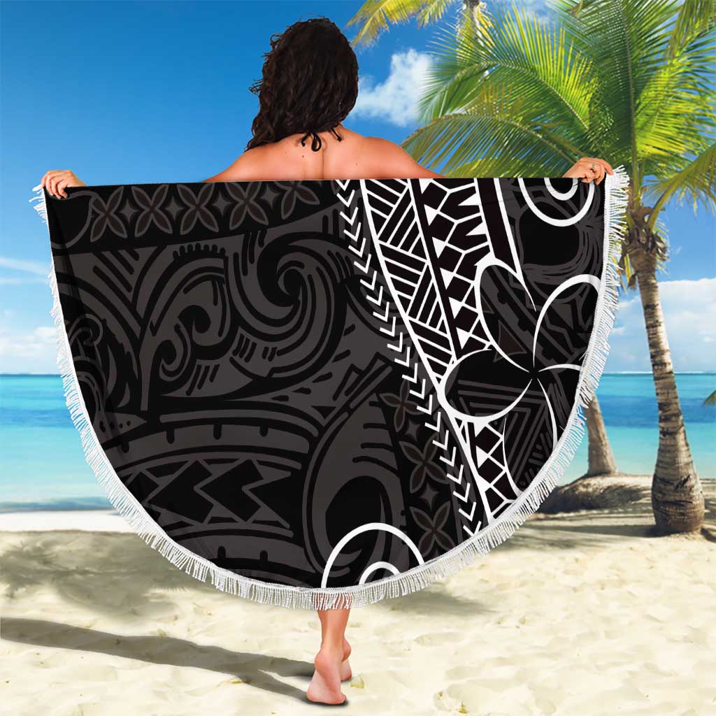 Black White Polynesian Tribal Beach Blanket - Polynesian Pride
