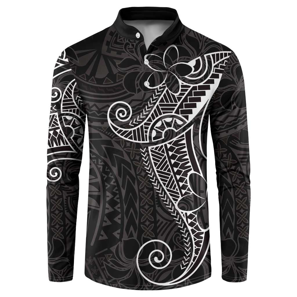 Black White Polynesian Tribal Button Sweatshirt - Polynesian Pride