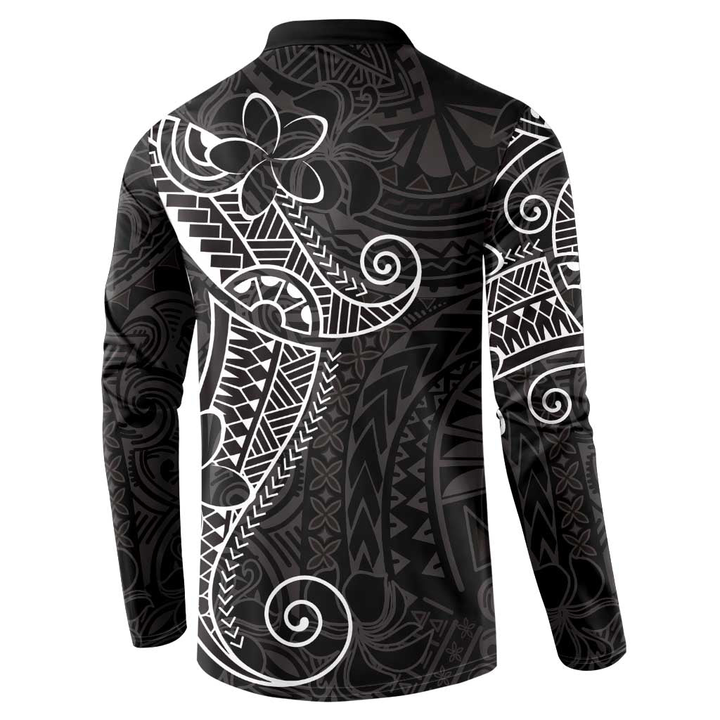 Black White Polynesian Tribal Button Sweatshirt - Polynesian Pride