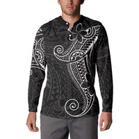 Black White Polynesian Tribal Button Sweatshirt - Polynesian Pride