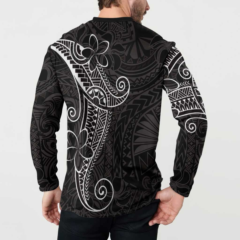 Black White Polynesian Tribal Button Sweatshirt - Polynesian Pride