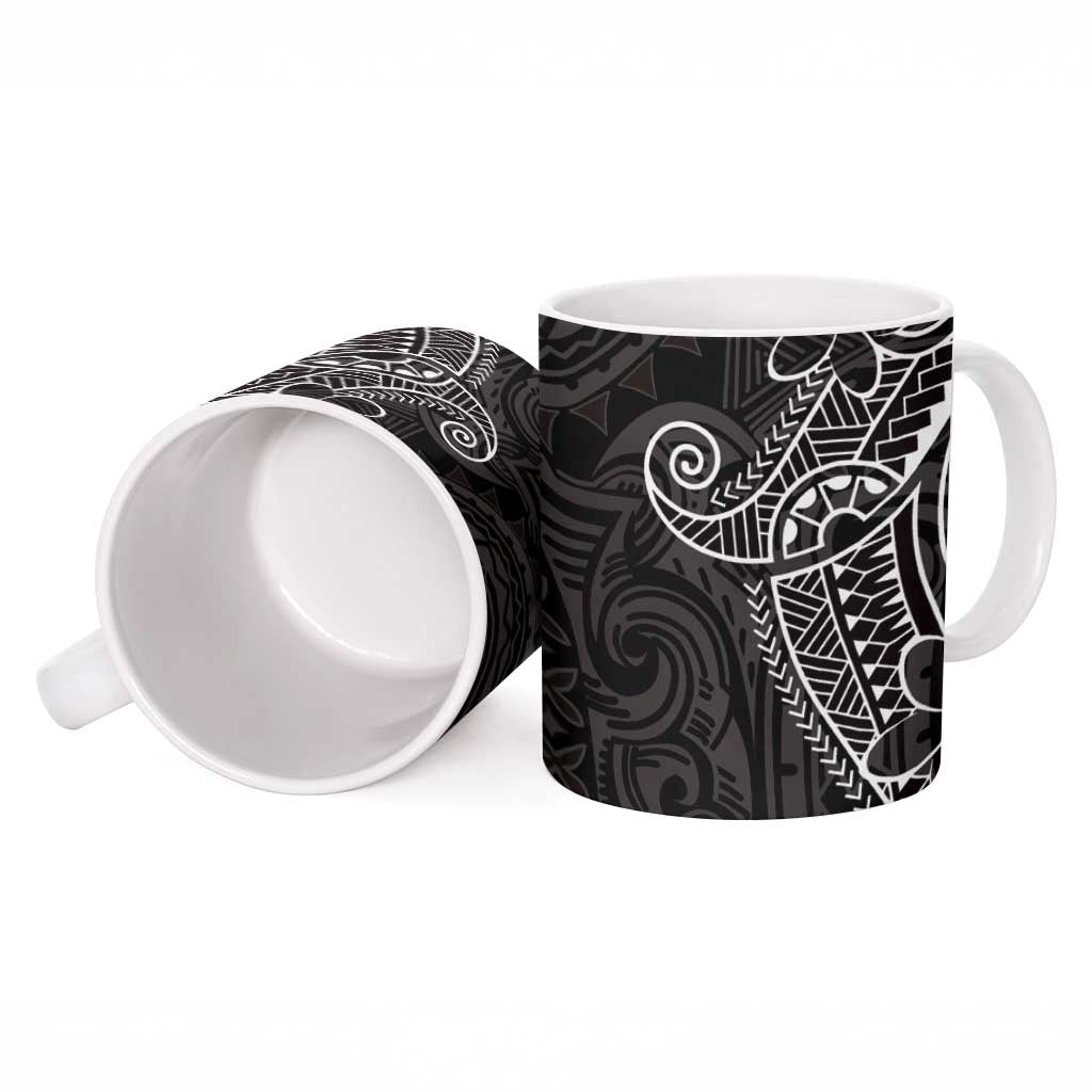 Black White Polynesian Tribal Ceramic Mug - Polynesian Pride