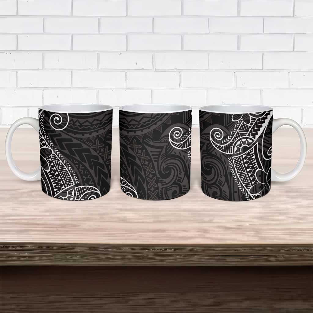 Black White Polynesian Tribal Ceramic Mug - Polynesian Pride
