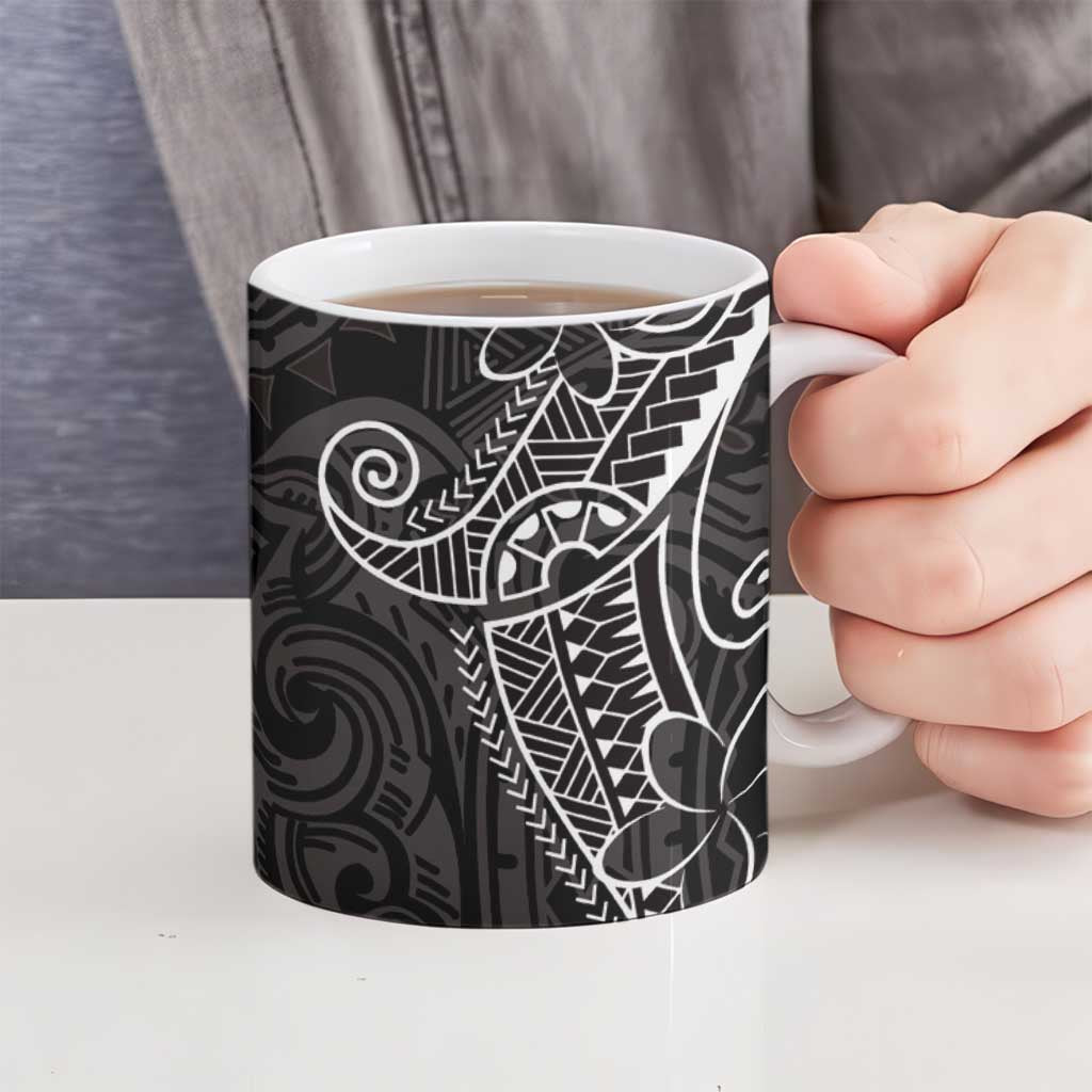 Black White Polynesian Tribal Ceramic Mug - Polynesian Pride
