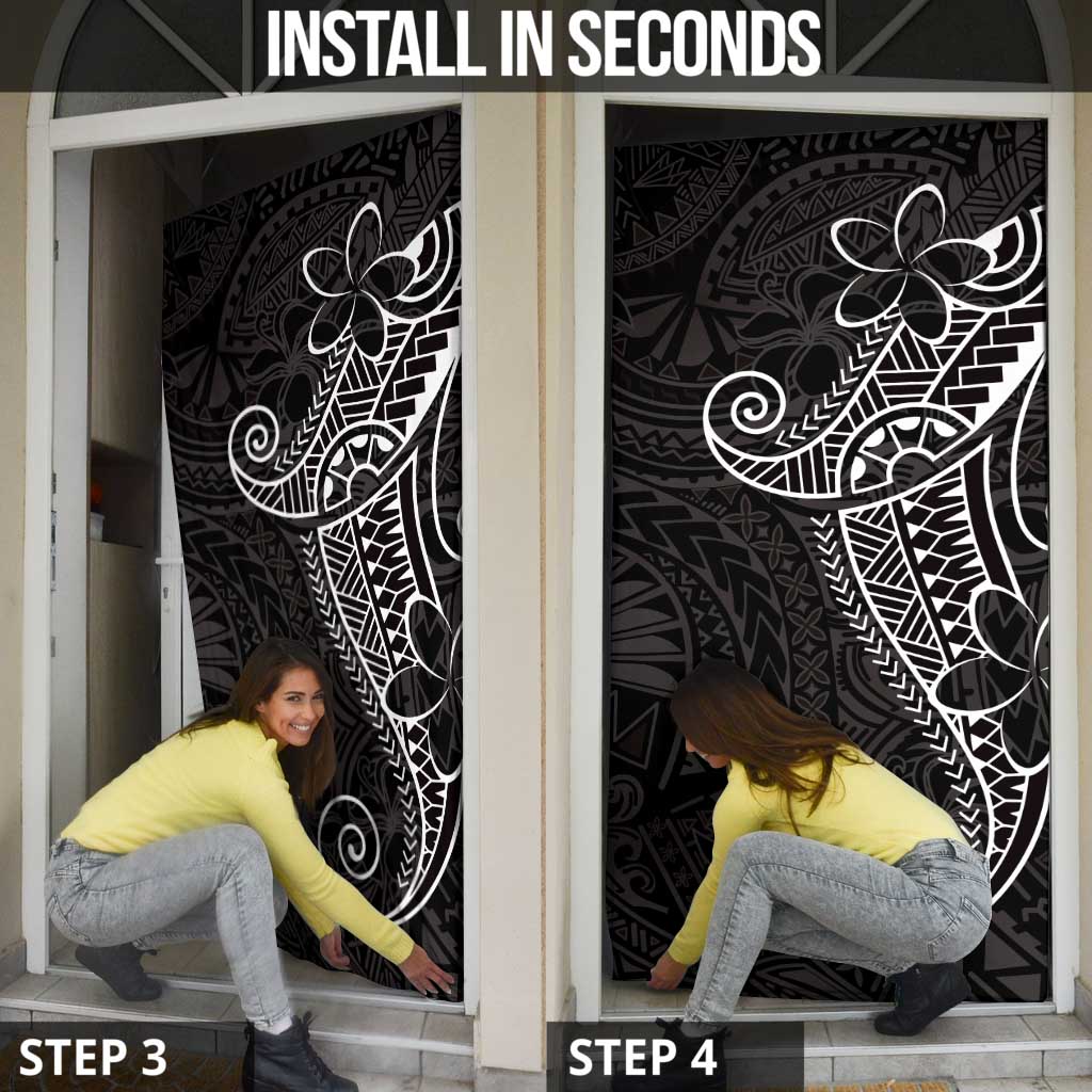 Black White Polynesian Tribal Door Cover - Polynesian Pride