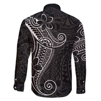 Black White Polynesian Tribal Family Matching Long Sleeve Bodycon Dress and Hawaiian Shirt - Polynesian Pride