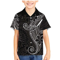 Black White Polynesian Tribal Family Matching Mermaid Dress and Hawaiian Shirt - Polynesian Pride