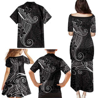 Black White Polynesian Tribal Family Matching Puletasi and Hawaiian Shirt - Polynesian Pride