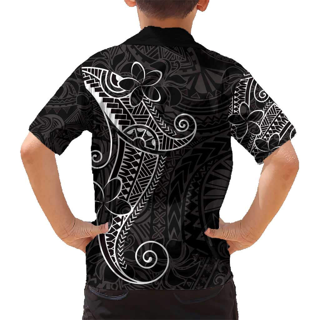 Black White Polynesian Tribal Family Matching Short Sleeve Bodycon Dress and Hawaiian Shirt - Polynesian Pride