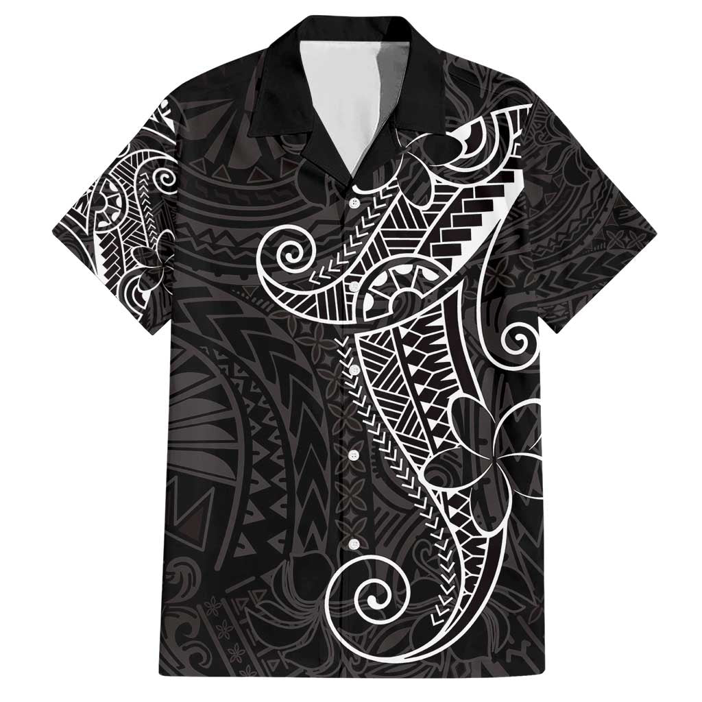 Black White Polynesian Tribal Family Matching Short Sleeve Bodycon Dress and Hawaiian Shirt - Polynesian Pride
