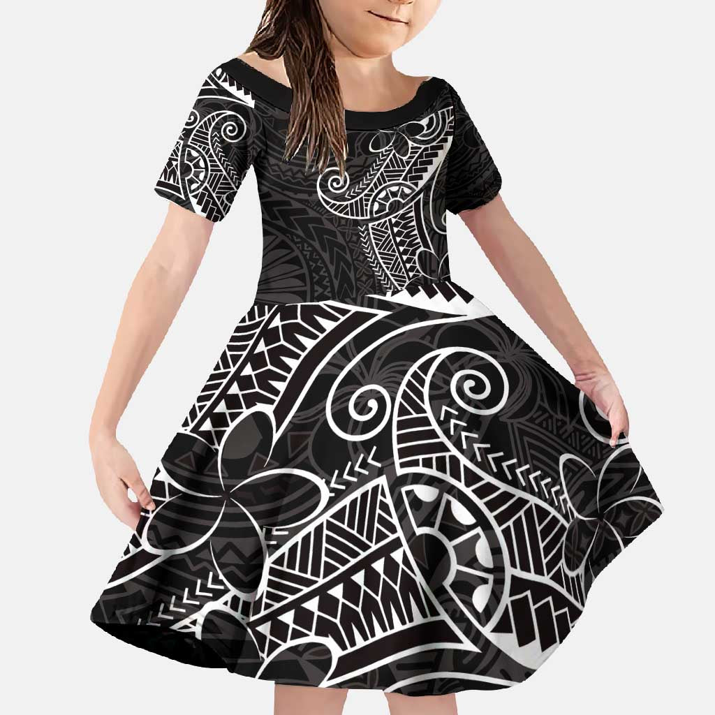 Black White Polynesian Tribal Family Matching Tank Maxi Dress and Hawaiian Shirt - Polynesian Pride