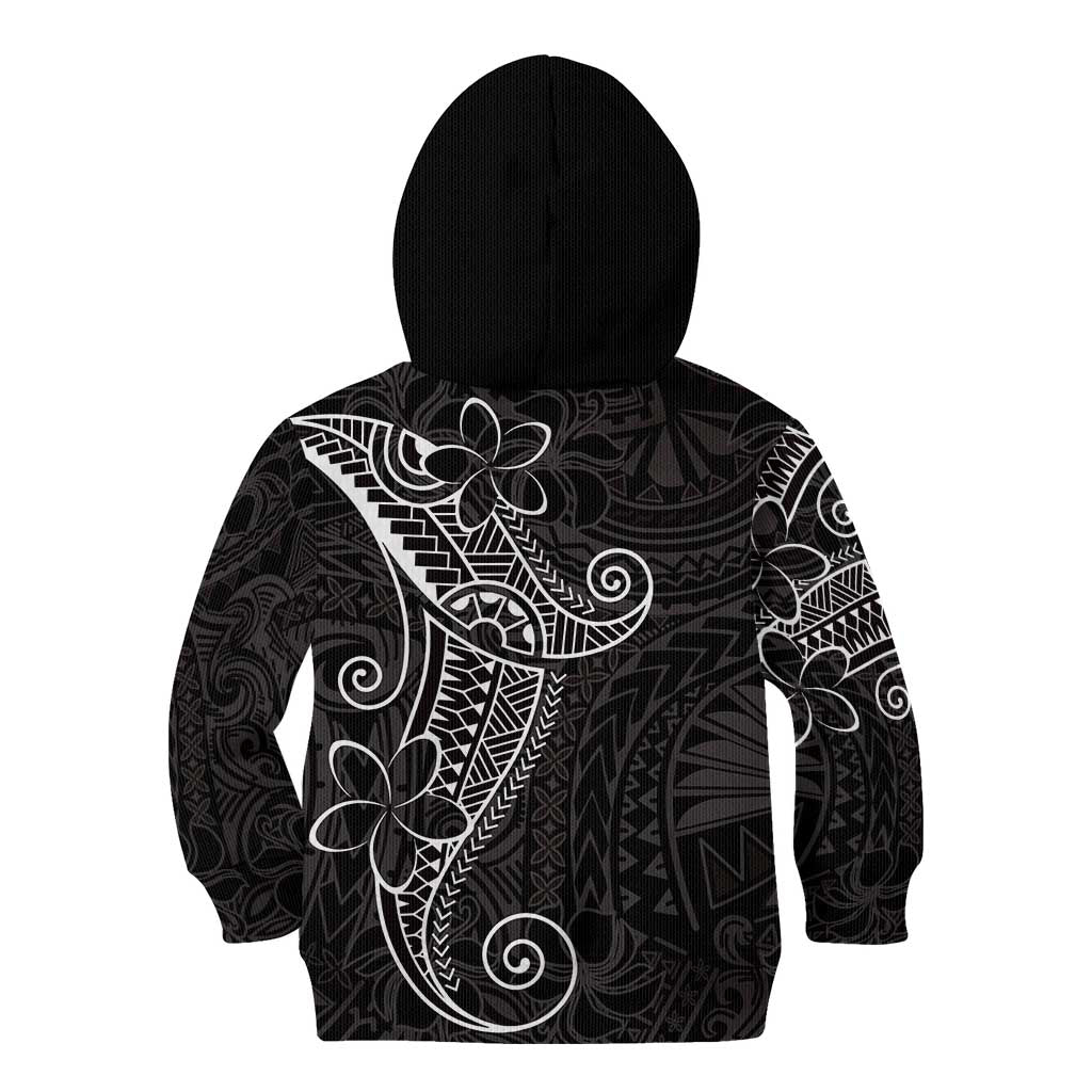 Black White Polynesian Tribal Kid Hoodie - Polynesian Pride