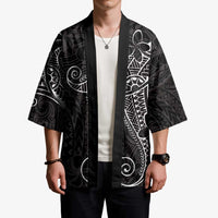 Black White Polynesian Tribal Kimono - Polynesian Pride