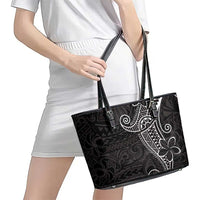 Black White Polynesian Tribal Leather Tote Bag - Polynesian Pride