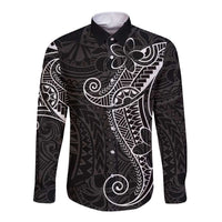 Black White Polynesian Tribal Long Sleeve Button Shirt - Polynesian Pride