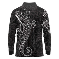 Black White Polynesian Tribal Long Sleeve Polo Shirt - Polynesian Pride