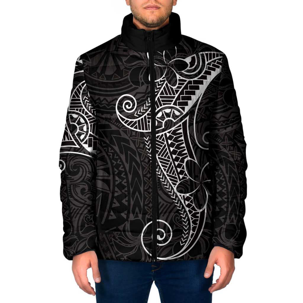 Black White Polynesian Tribal Padded Jacket - Polynesian Pride