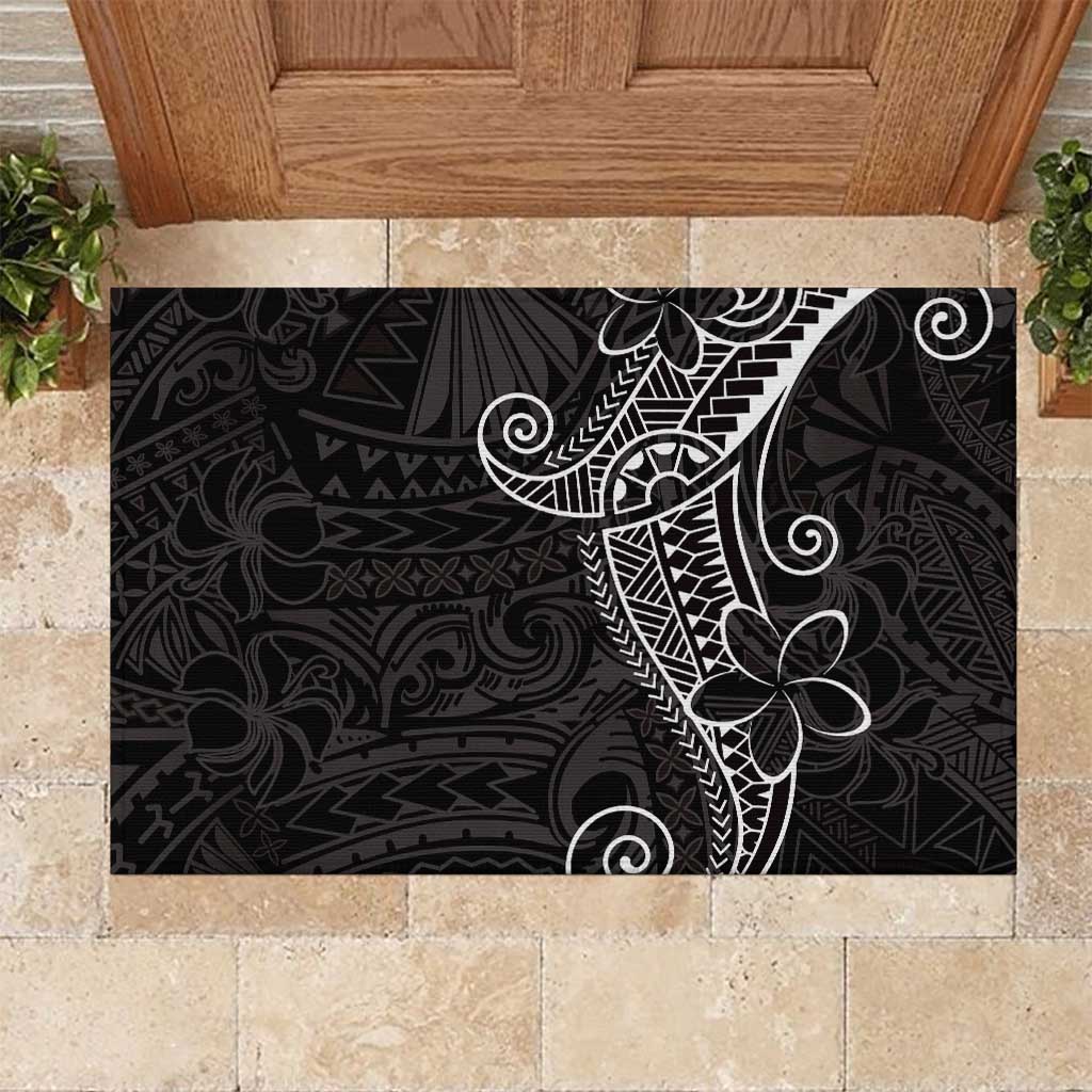 Black White Polynesian Tribal Rubber Doormat - Polynesian Pride