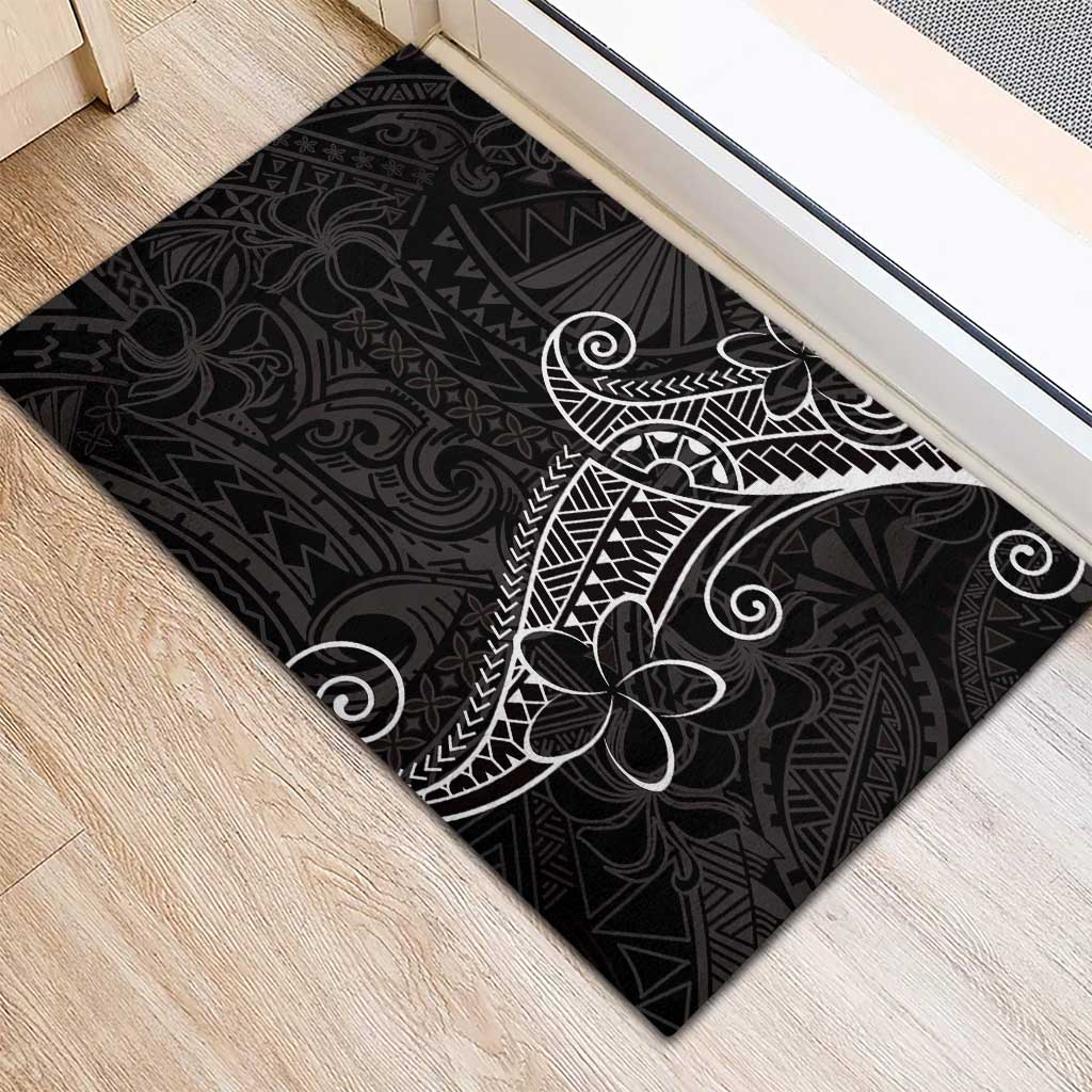 Black White Polynesian Tribal Rubber Doormat - Polynesian Pride
