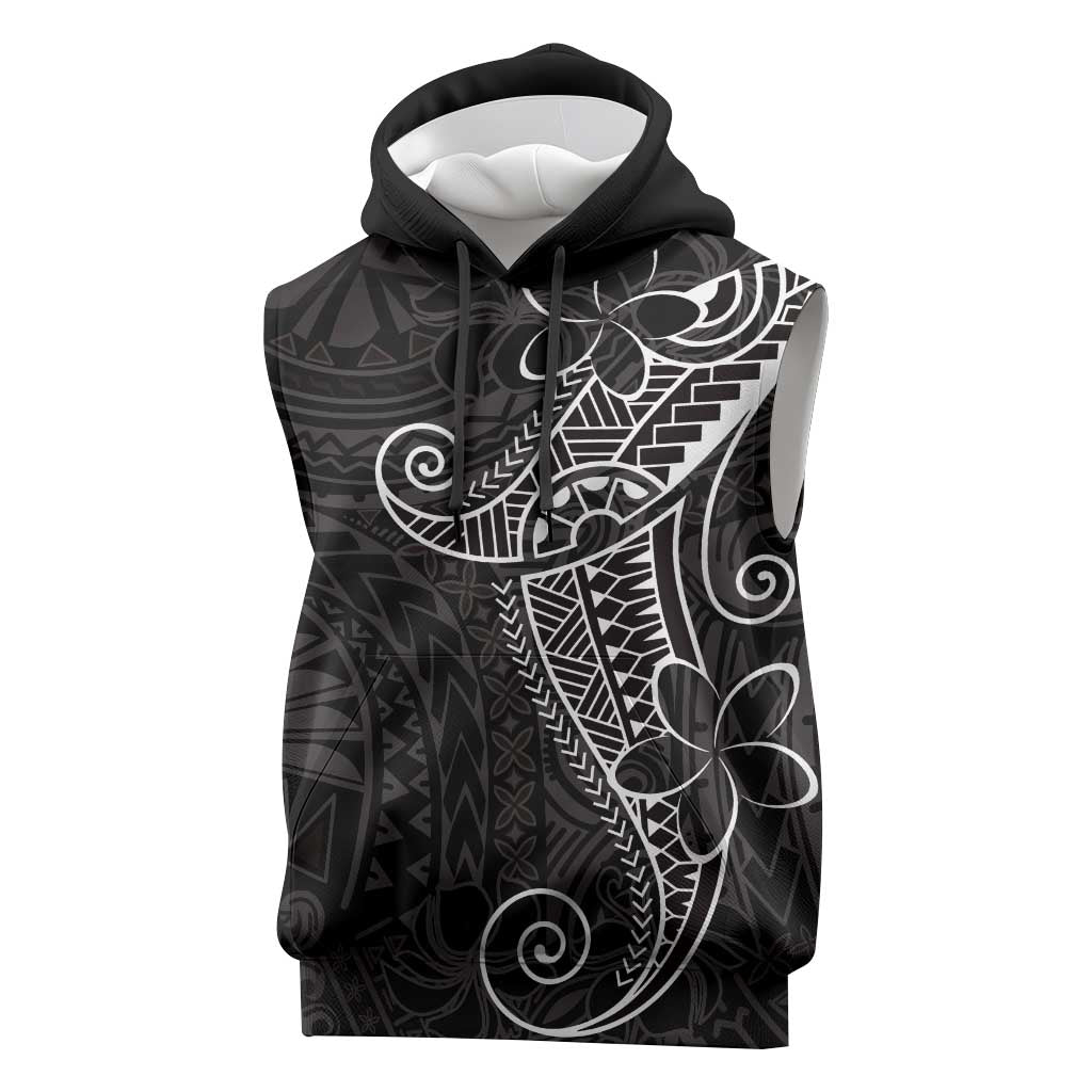 Black White Polynesian Tribal Sleeveless Hoodie - Polynesian Pride