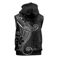 Black White Polynesian Tribal Sleeveless Hoodie - Polynesian Pride