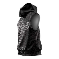 Black White Polynesian Tribal Sleeveless Hoodie - Polynesian Pride
