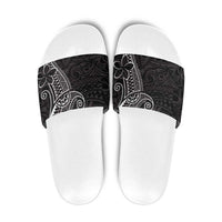 Black White Polynesian Tribal Slide Sandals - Polynesian Pride