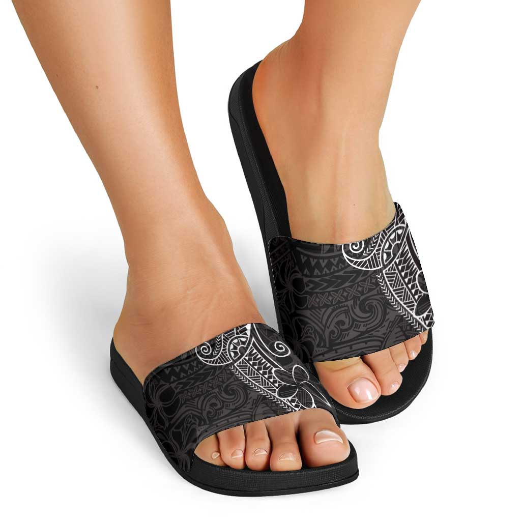 Black White Polynesian Tribal Slide Sandals - Polynesian Pride