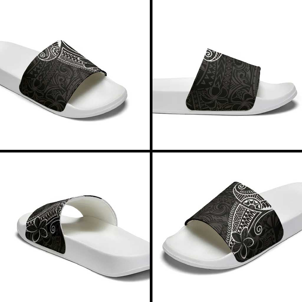 Black White Polynesian Tribal Slide Sandals - Polynesian Pride