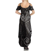 Black White Polynesian Tribal Summer Maxi Dress - Polynesian Pride