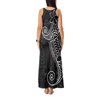 Black White Polynesian Tribal Tank Maxi Dress - Polynesian Pride