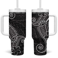 Black White Polynesian Tribal Tumbler With Handle - Polynesian Pride