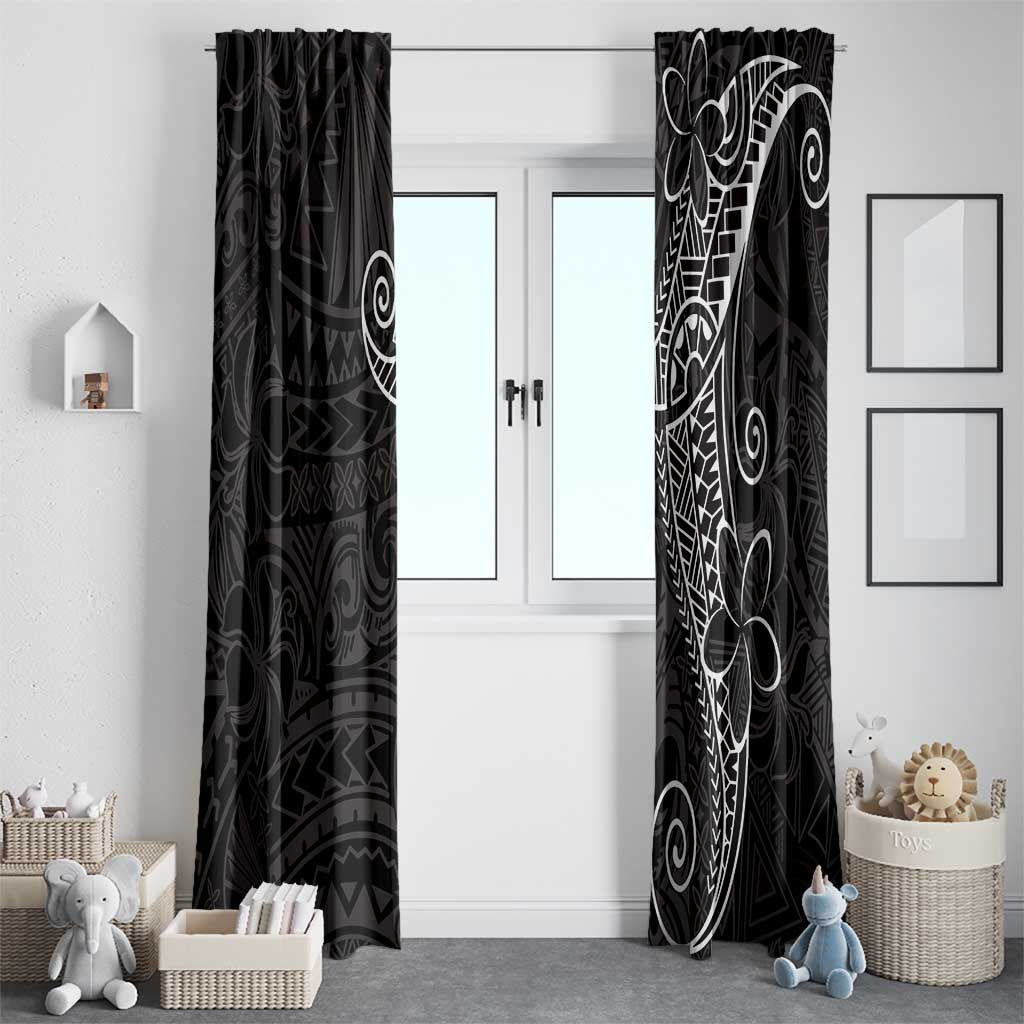 Black White Polynesian Tribal Window Curtain - Polynesian Pride