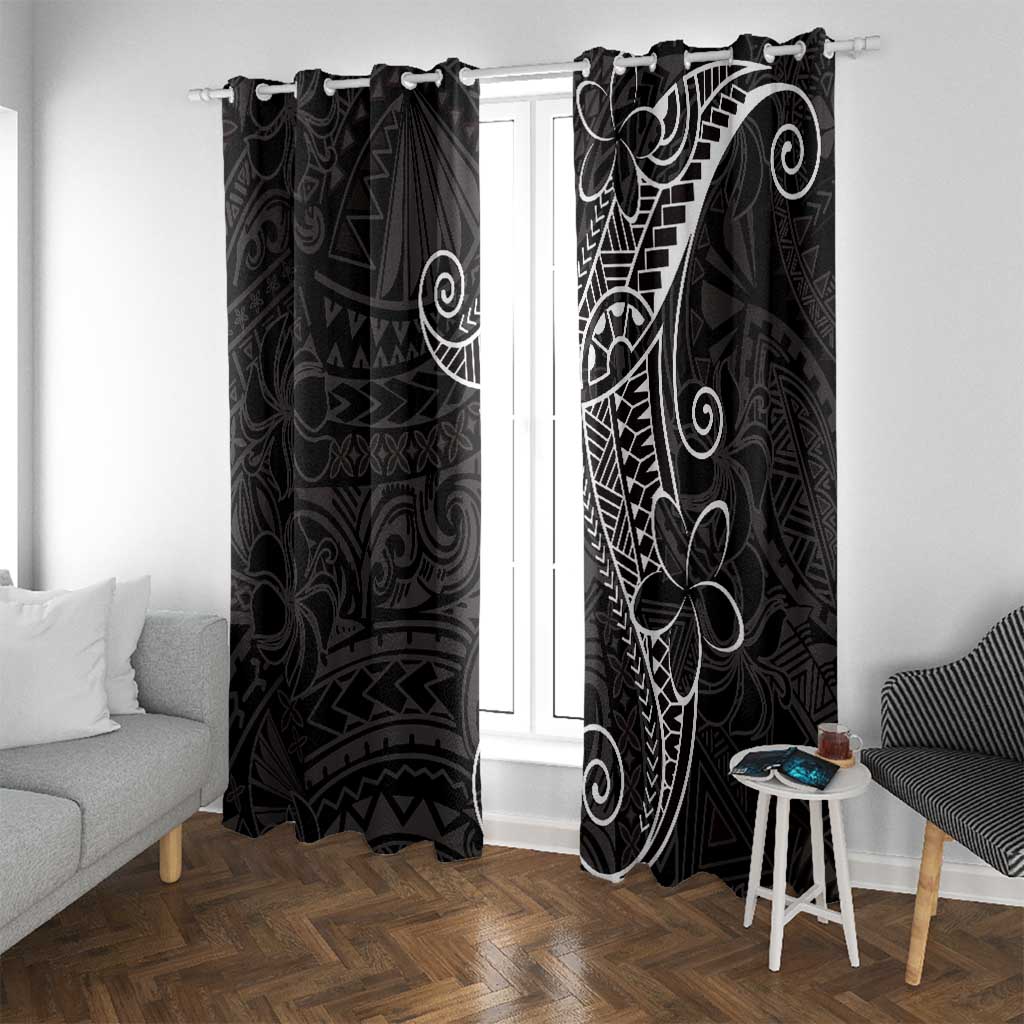Black White Polynesian Tribal Window Curtain - Polynesian Pride