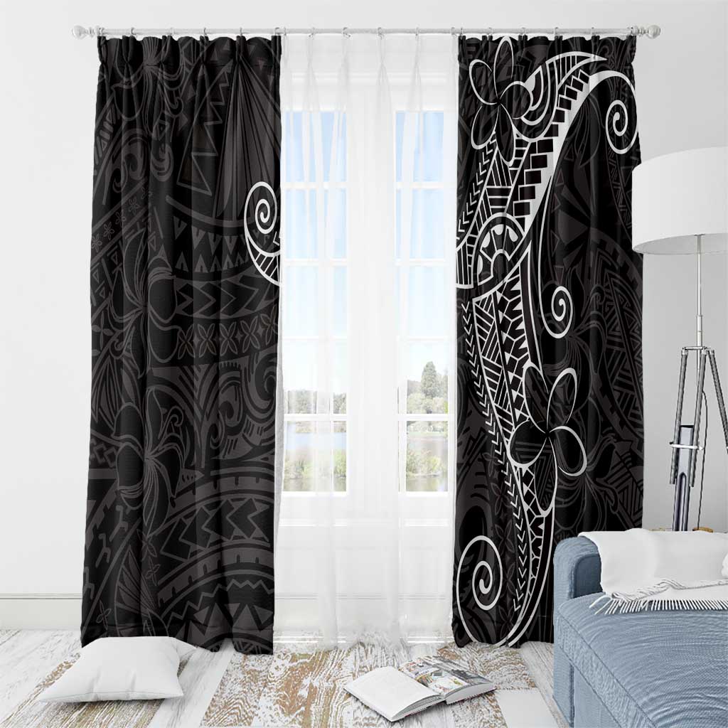 Black White Polynesian Tribal Window Curtain - Polynesian Pride