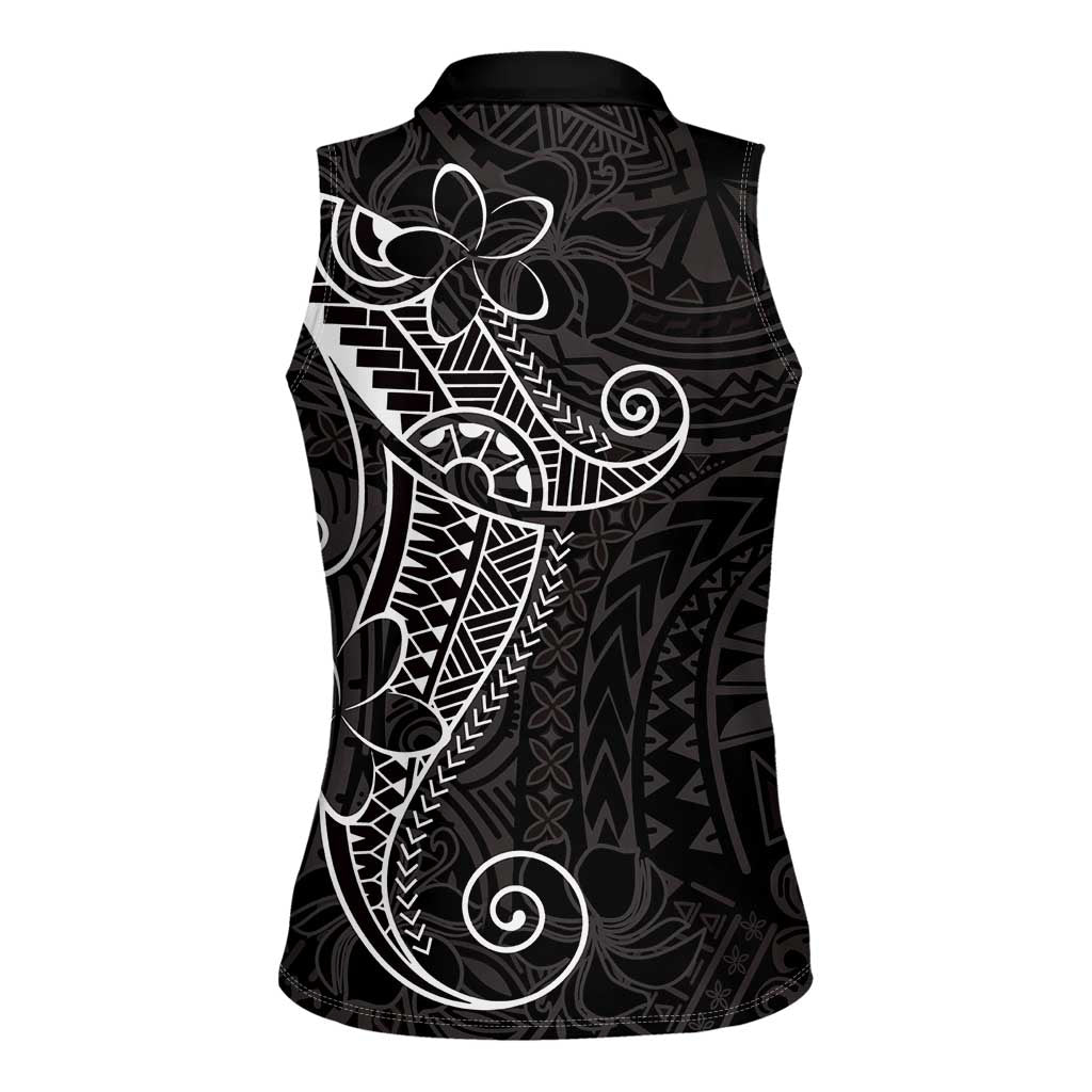 Black White Polynesian Tribal Women Sleeveless Polo Shirt - Polynesian Pride
