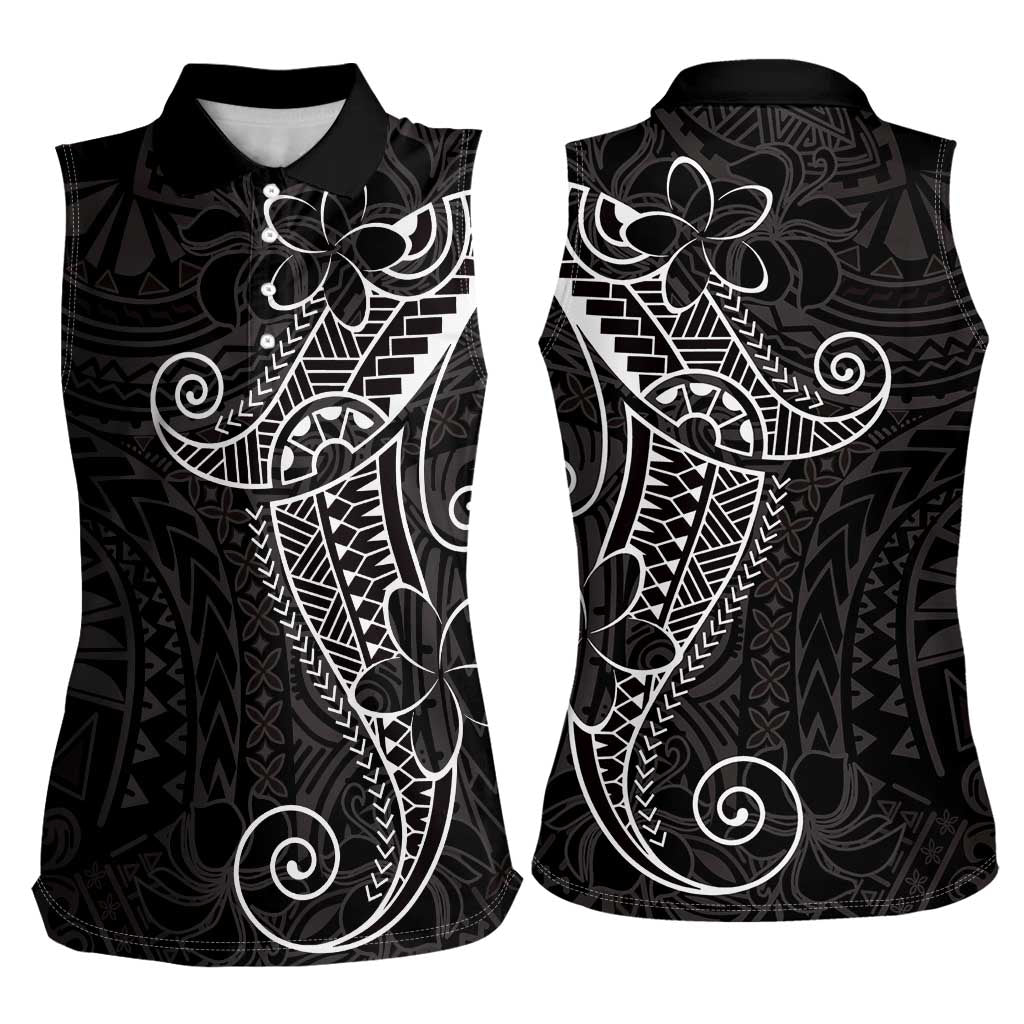 Black White Polynesian Tribal Women Sleeveless Polo Shirt - Polynesian Pride
