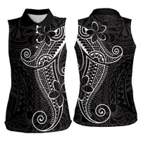 Black White Polynesian Tribal Women Sleeveless Polo Shirt - Polynesian Pride