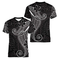 Black White Polynesian Tribal Women V-Neck T-Shirt - Polynesian Pride