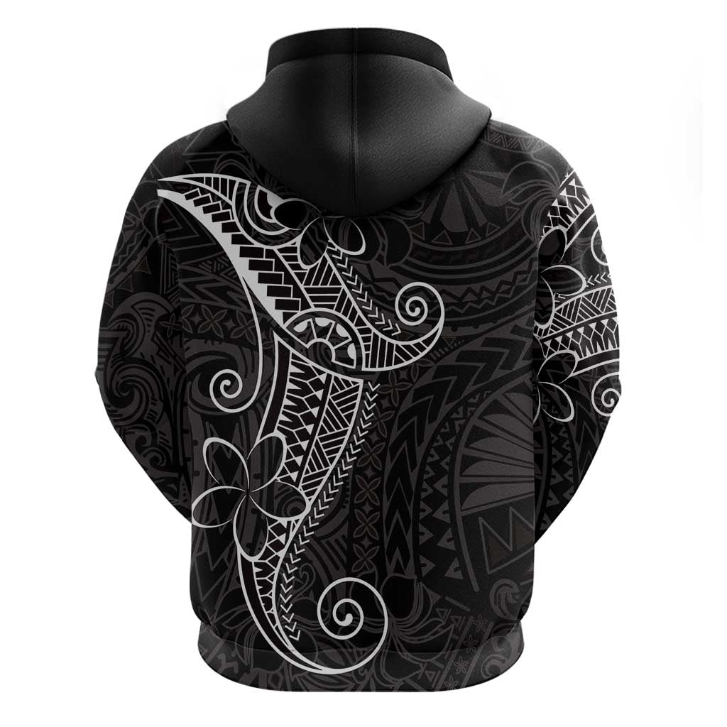 Black White Polynesian Tribal Zip Hoodie - Polynesian Pride