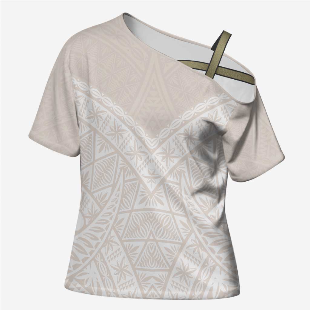 Lotu Tamaiti Tongan Polynesian Art Pattern Cross Shoulder Shirt Traditional Tribal Motifs - Polynesian Pride