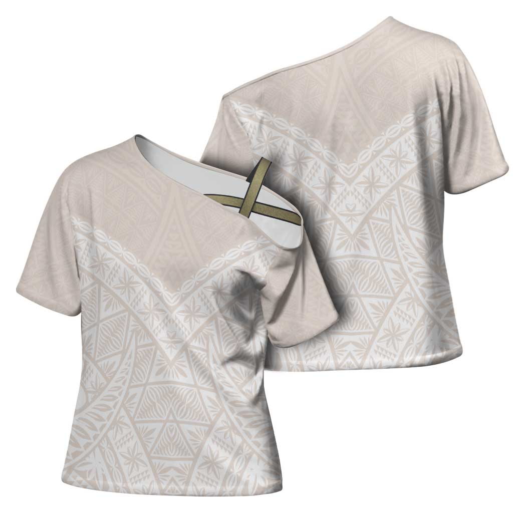 Lotu Tamaiti Tongan Polynesian Art Pattern Cross Shoulder Shirt Traditional Tribal Motifs - Polynesian Pride