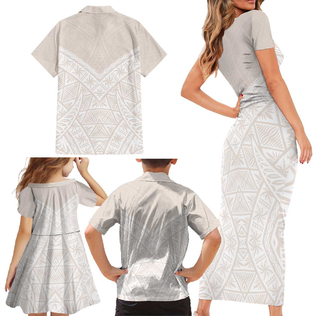 Lotu Tamaiti Tongan Polynesian Art Pattern Family Matching Short Sleeve Bodycon Dress and Hawaiian Shirt Traditional Tribal Motifs - Polynesian Pride