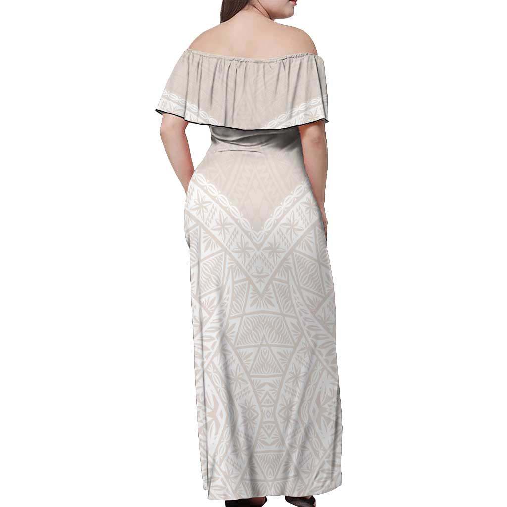 Lotu Tamaiti Tongan Polynesian Art Pattern Off Shoulder Maxi Dress Traditional Tribal Motifs - Polynesian Pride