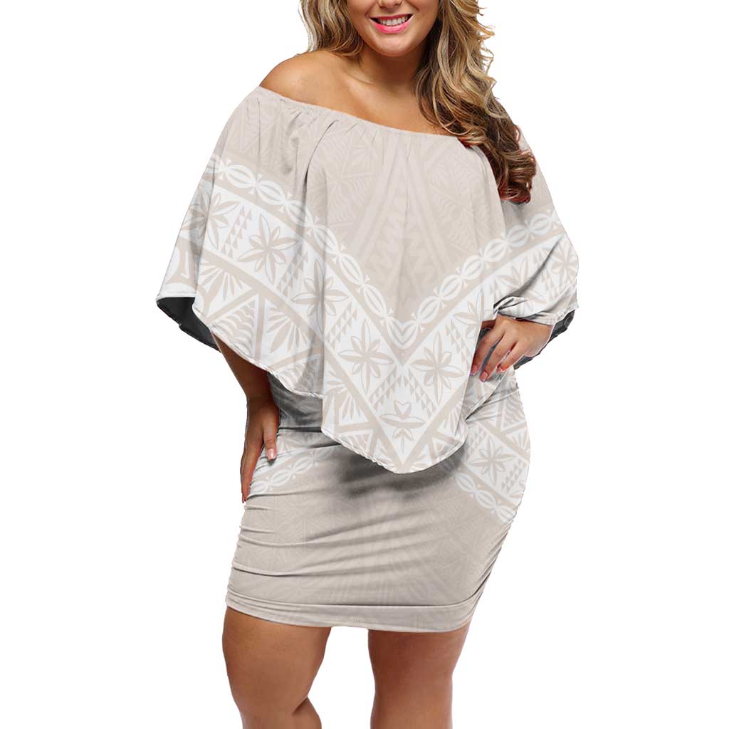 Lotu Tamaiti Tongan Polynesian Art Pattern Off Shoulder Short Dress Traditional Tribal Motifs - Polynesian Pride
