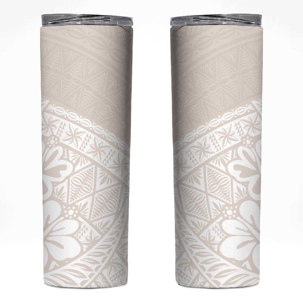 Lotu Tamaiti Tongan Polynesian Art Pattern Skinny Tumbler Traditional Tribal Motifs - Polynesian Pride