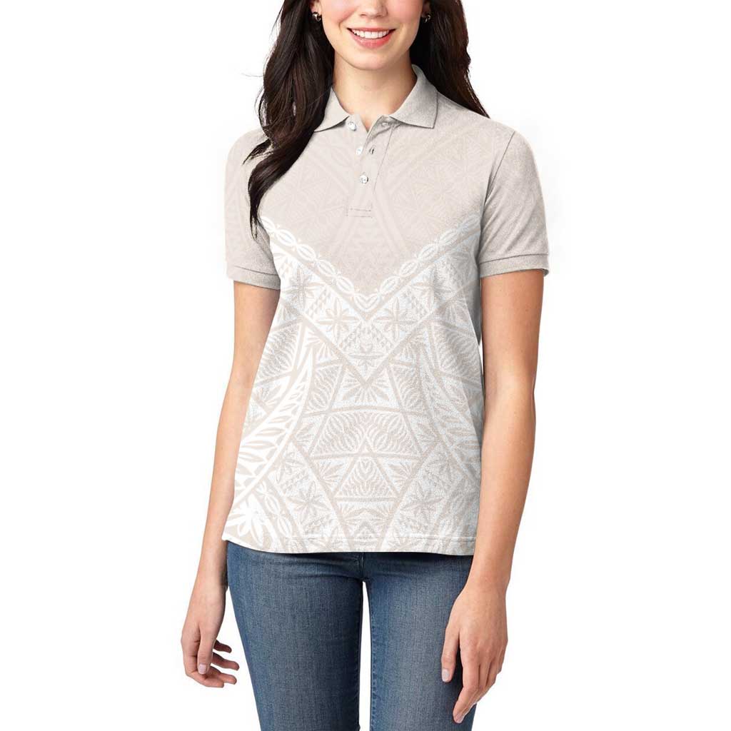 Lotu Tamaiti Tongan Polynesian Art Pattern Women Polo Shirt Traditional Tribal Motifs - Polynesian Pride