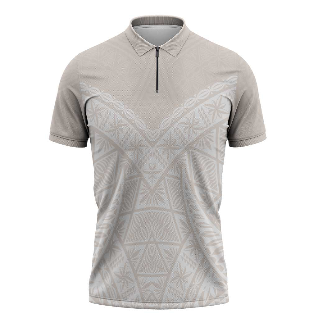 Lotu Tamaiti Tongan Polynesian Art Pattern Zipper Polo Shirt Traditional Tribal Motifs - Polynesian Pride