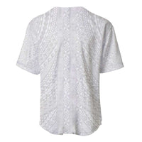 Lotu Tamaiti White Tongan Ngatu Baseball Jersey Polynesian Tribal Fonulei Pattern - Polynesian Pride